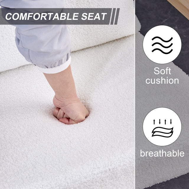 Sofa Chair Set of 2.Teddy velvet Accent Arm Chair Mid Century Modern Upholstered Armchair with Imitation solid wood color Metal Frame Extra-Thick Padded Backrest and Seat Cushion Sofa Chairs