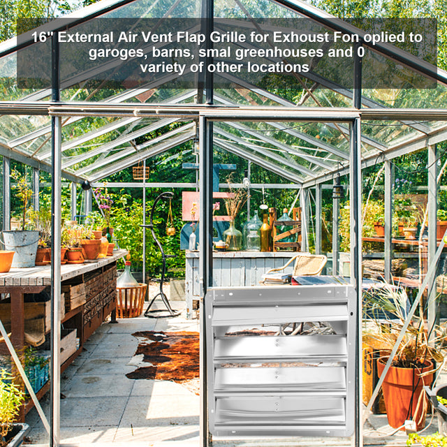 iPower 16-Inch Square Aluminum Automatic Gravity Shutter Louver Vent, Silver