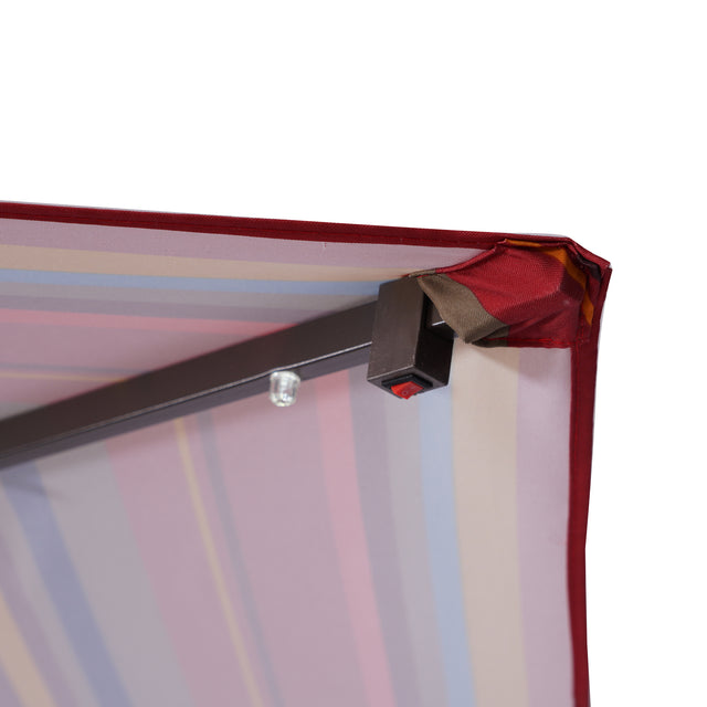 Outdoor Patio 8.7-Feet Market Table Umbrella with Push Button Tilt and Crank, Red Stripes With 24 LED Lights[Umbrella Base is not Included]