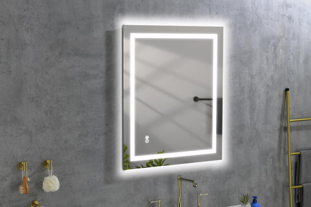 32*24 LED Lighted Bathroom Wall Mounted Mirror with High Lumen+Anti-Fog Separately Control+Dimmer Function