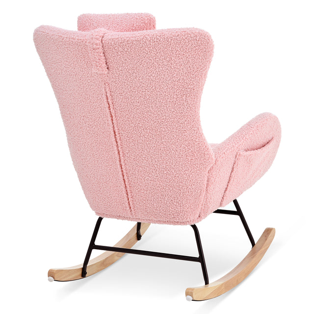 Rocking Chair - with rubber leg and cashmere fabric, suitable for living room and bedroom