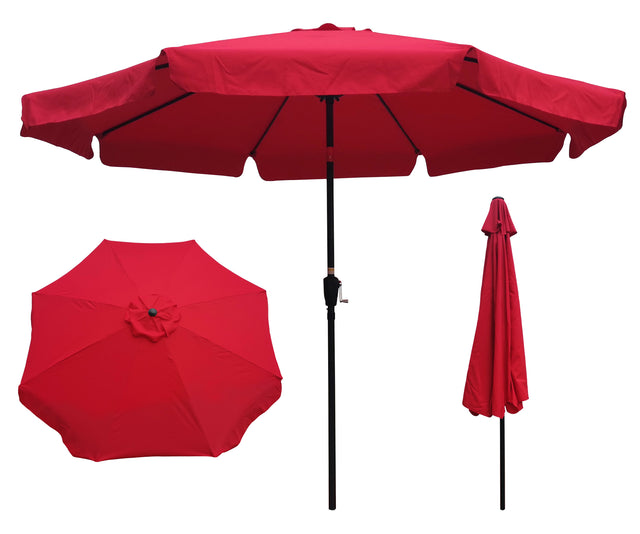 10ft Patio Umbrella Market  Round Umbrella Outdoor Garden  Umbrellas with Crank and Push Button Tilt for Garden Backyard Pool Shade Outside
