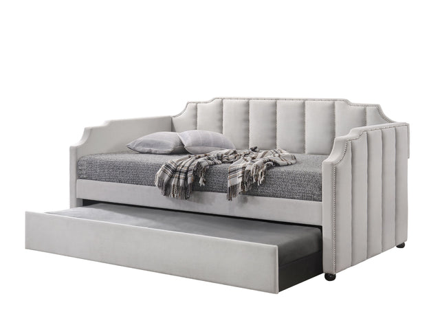 ACME Peridot Daybed & Trundle (Twin Size), Dove Gray Velvet (1Set/2Ctn) 39410