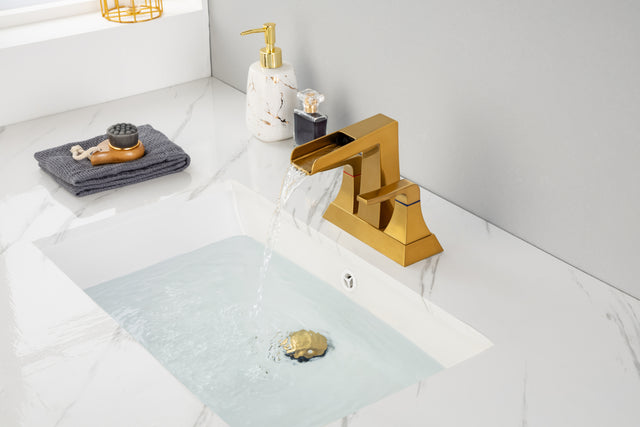 2-Handle Lavatory Faucet Brushed Nickel Bathroom Sink Faucet with Metal Pop-up Drain and Faucet Supply Lines