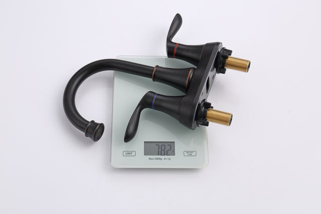 2-Handle 4-Inch Oil Rubbed Bronze Bathroom Faucet, Bathroom Vanity Sink Faucets with Pop-up Drain and Supply Hoses