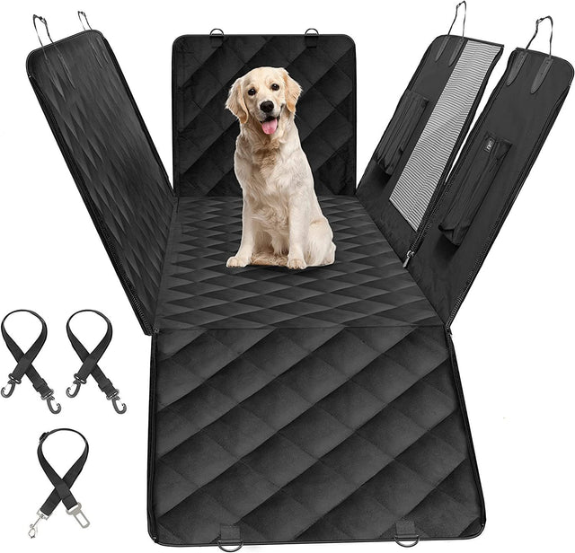 Simple Deluxe Dog Car Seat Cover for Back Seat, 100% Waterproof Pet Seat Protector with Mesh Window, Scratchproof & Nonslip Dog Hammock for Cars, Trucks, SUVs, X-Large
