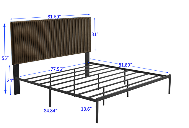 B110 King bed Beautiful line stripe cushion headboard  Strong iron frame with high temperature paint