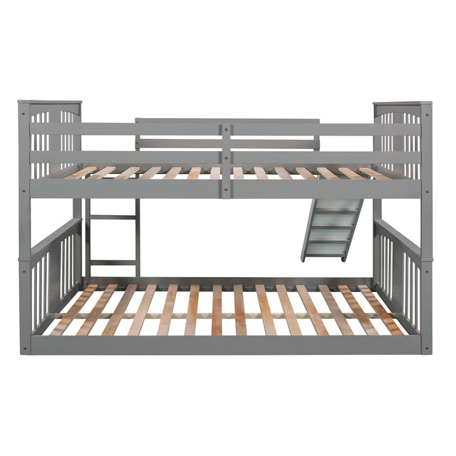 Full Over Full Bunk Bed with Ladder with Slide, Gray (Old SKU :LP000208AAE)