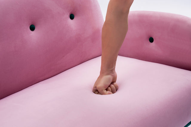 2156 sofa includes 2 pillows 58" pink velvet sofa for small spaces