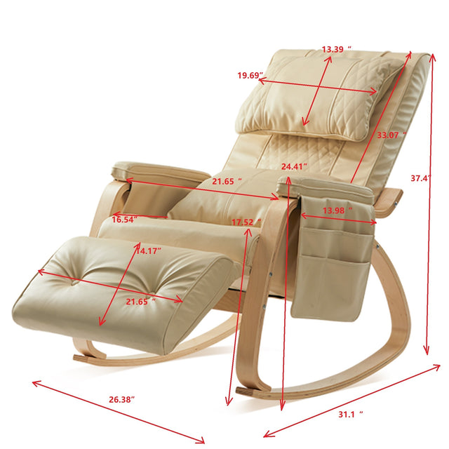 MASSAGE Comfortable Relax Rocking Chair  Cream White