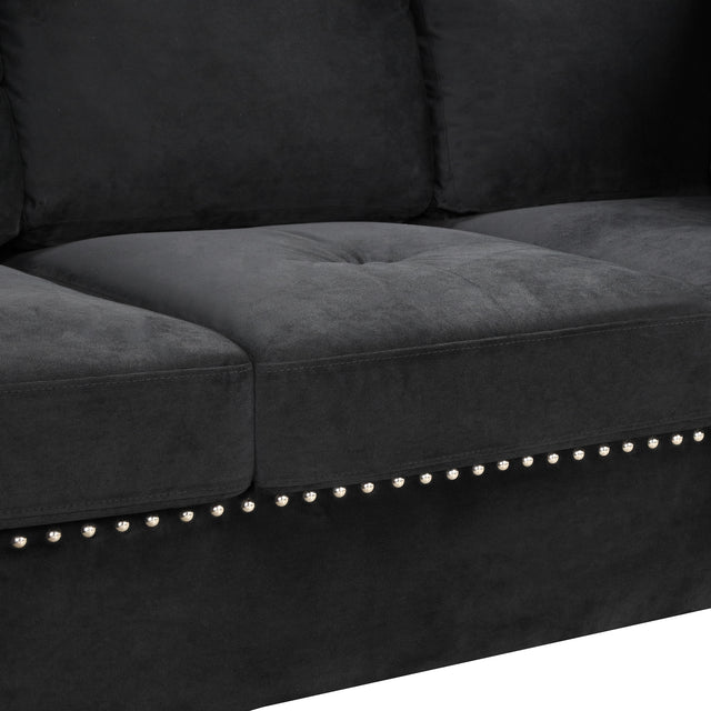 104.5" Reversible Sectional Sofa Space Saving with Storage Ottoman Rivet Ornament L-shape Couch for Small or Large Space Dorm Apartment,Black(旧SG000406AAA)