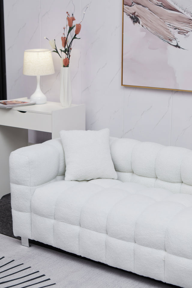 2146 Sofa includes two pillows 81" white fleece for living room bedroom