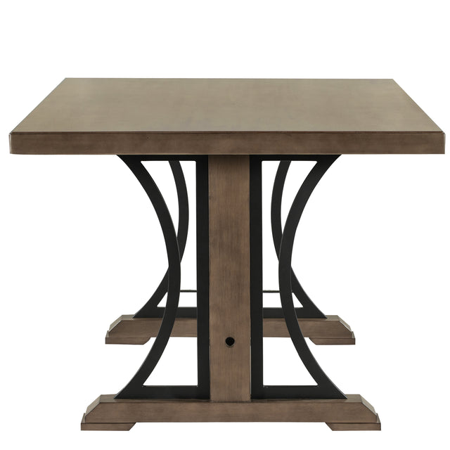 TREXM Retro Style Dining Table 78"Wood Rectangular Table, Seats up to 8 (Natural Walnut)