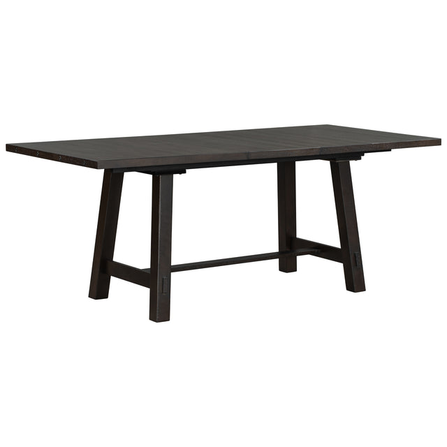 TREXM Retro Style Rectangular Dining Table Wood Extendable Dining Table with 18" Leaf, Seats up to 8 (Espresso)