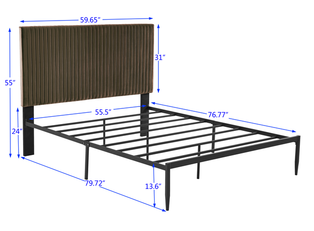 B110 Full bed Beautiful line stripe cushion headboard  Strong iron frame with high temperature paint