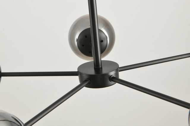 Modern American style chandelier-black-glass lampshade -5 bulbs