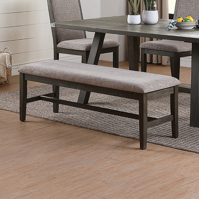 Dining Bench With Upholstered Cushion,Grey