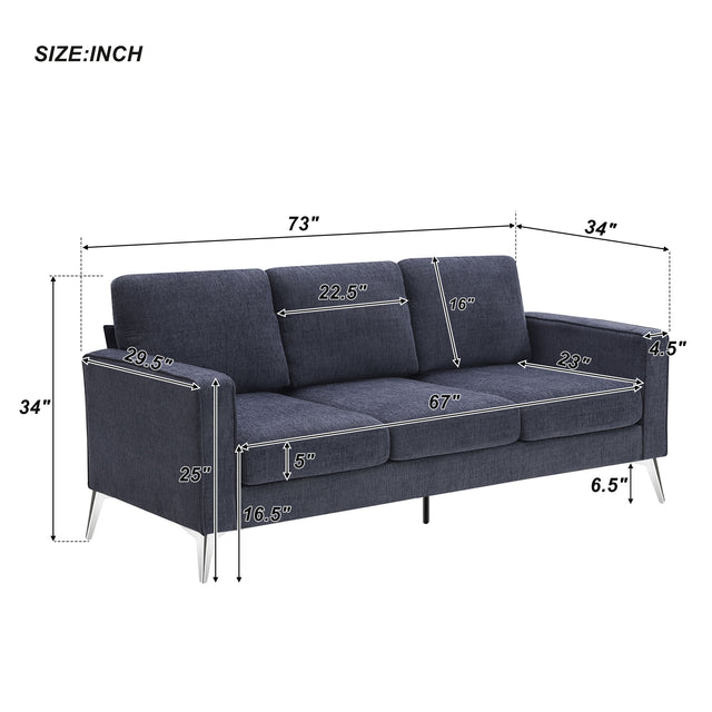 [VIDEO provided] [New]Modern 3-Piece Sofa Sets with Sturdy Metal Legs,Chenille Upholstered Couches Sets Including 3-Seat Sofa, Loveseat and Single Chair for Living Room Furniture Set (1+2+3 Seat)