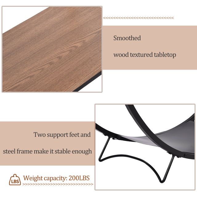 TREXM Rustic Industrial Design Demilune Shape Textured Metal Distressed Wood Console Table (Brown)