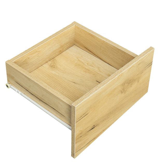 MDF UP And Down WALL-MOUNTED TV Cabinet With Three Drawers & LED Lights,OAK