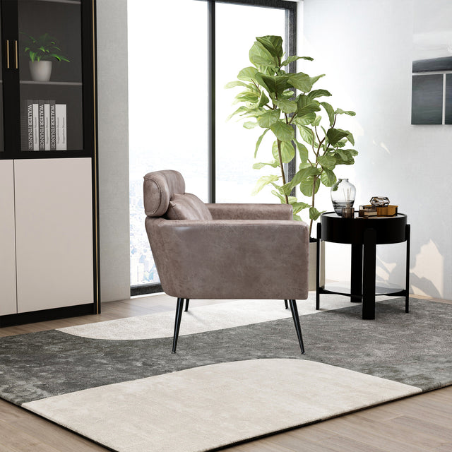 51"W Classical Loveseat Small Sofa Small Mini Room Couch Two-Seater Sofa With 2 Throw Pillows Black Metal Legs for Small Space Office Studio Apartment Bedroom, Taupe Bronzing Suede