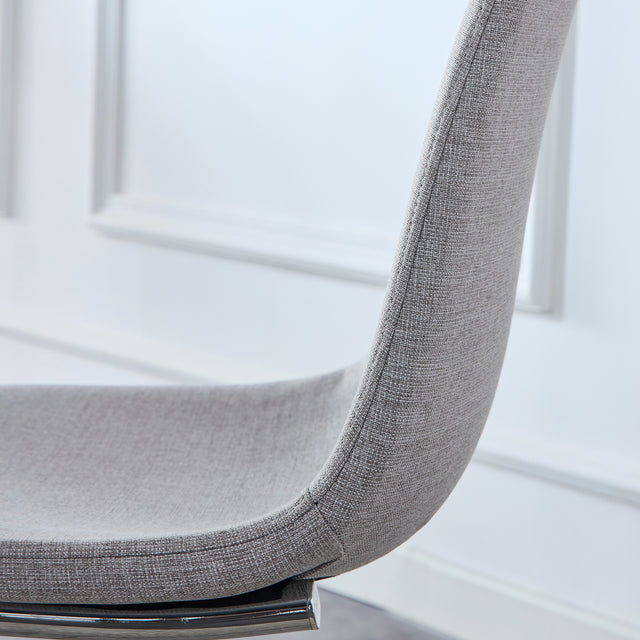 Dining Chairs Set of 4,Spoon shape Modern Style Dining Kitchen Room Upholstered Side Chairs， Accent Chairs with Soft Linen Fabric Cover Cushion Seat and plating Metal Legs Light Grey office chair