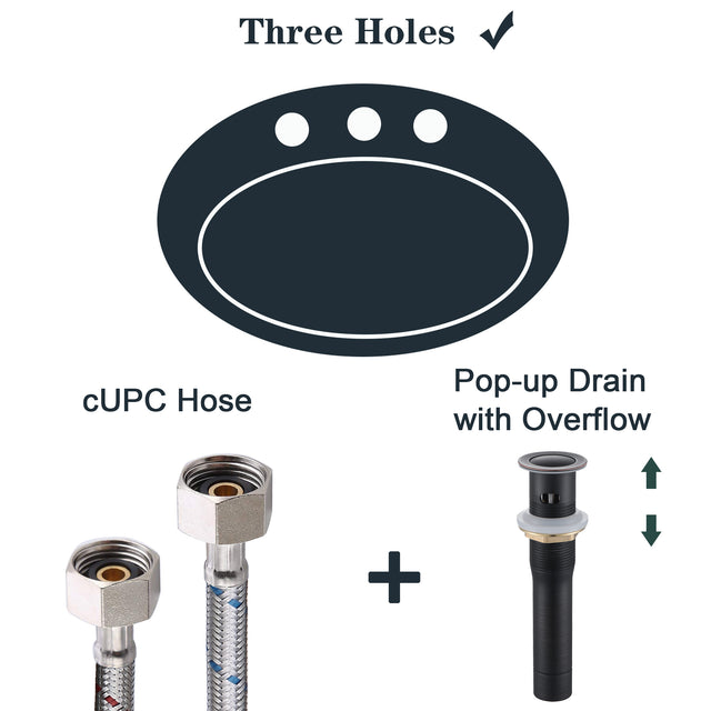 2-Handle 4-Inch Oil Rubbed Bronze Bathroom Faucet, Bathroom Vanity Sink Faucets with Pop-up Drain and Supply Hoses