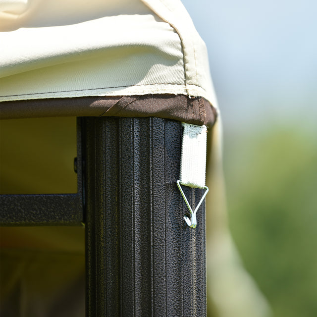 TOPMAX 9.8Ft. Wx9.8Ft.L Outdoor Iron Vented Dome Top Patio Gazebo with Netting for Backyard, Poolside and Deck, Brown