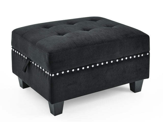 L shape Modular Sectional Sofa，DIY Combination，includes Three Single Chair ，Two Corner and Two Ottoman，Black Velvet.