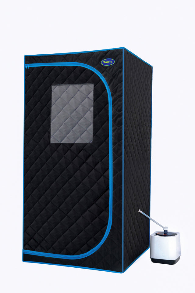 Portable Black Full Size Steam Sauna tent–Personal Home Spa, with Steam Generator, Remote Control, Foldable Chair, PVC pipes. Easy to Install,fast heating, with FCC & UL Certification.