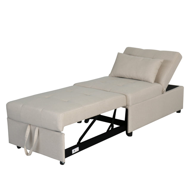 Folding Ottoman, Sofa Bed, Chair (Beige)