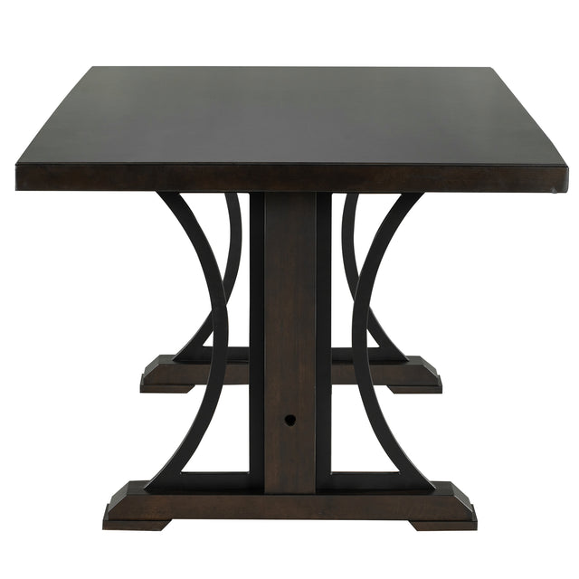 TREXM Retro Style Dining Table 78” Wood Rectangular Table, Seats up to 8 (Espresso)