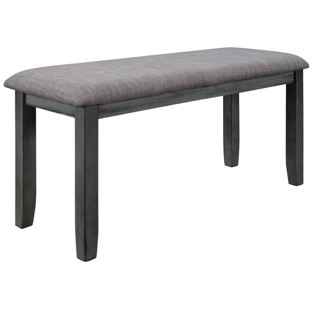 TOPMAX 6 Piece Wooden Dining Table set, Kitchen Table set with 4 Chairs and Bench, Farmhouse Rustic Style, Antique Graywash