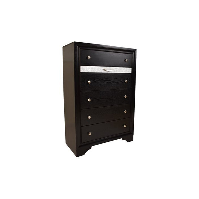 Traditional Matrix 5 Drawer Chest in Black made with Wood