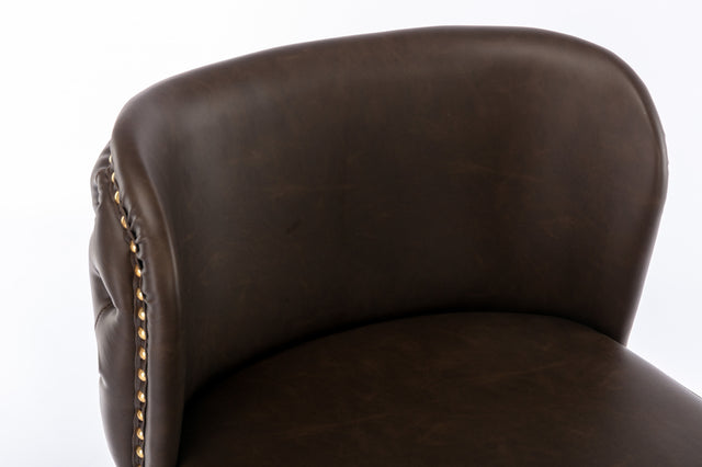 A&A Furniture,Swivel Barstools Adjusatble Seat Height, Modern PU Upholstered Bar Stools with  the whole Back Tufted, for Home Pub and Kitchen Island（Brown, Set of 2）