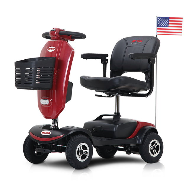 W429S00032 PATRIOT RED Outdoor compact mobility scooter with windshield