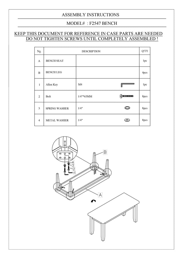 Classic Style 6pcs-Dining Set Rectangle Table 4 Side Chairs And Bench Dining Room Furniture MDF Rubber wood