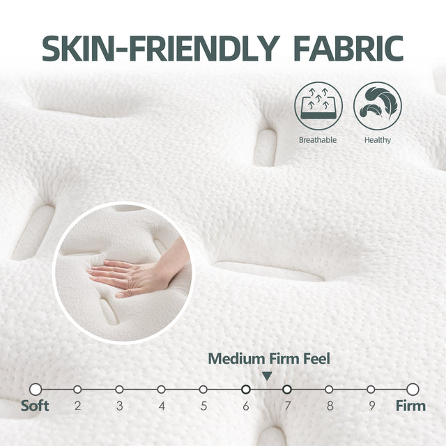 King Mattress,10 Inch Hybrid Tight top Mattress, Memory Foam Pocket Spring Mattress Sleep Supportive & Pressure Relief, Medium Firm Feel Mattress in a Box, CertiPUR-US Certified