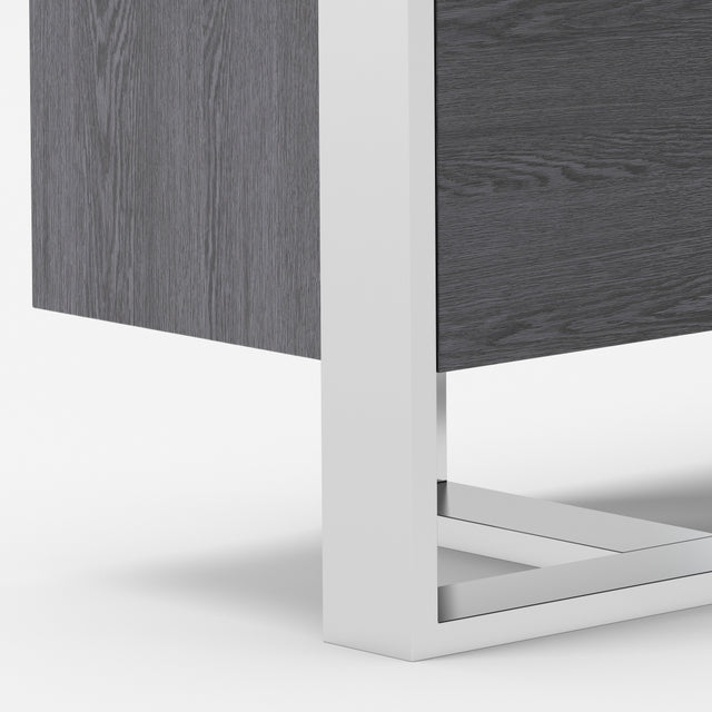 Modrest Fauna Modern Elm Grey & Stainless Steel Buffet