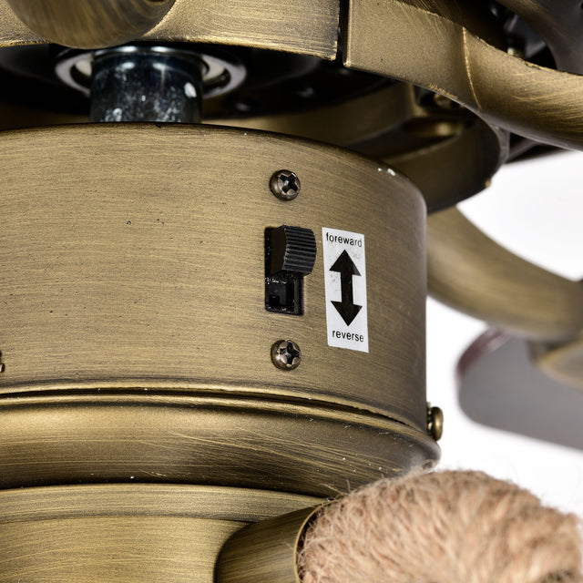 52inch Bronze Metal 3 Lights Ceiling Fan with 5 Wood Blades, Two-color fan blade, AC Motor, Remote Control, Reversible Airflow, Multi-Speed, Adjustable Height, Traditional Ceiling Fan