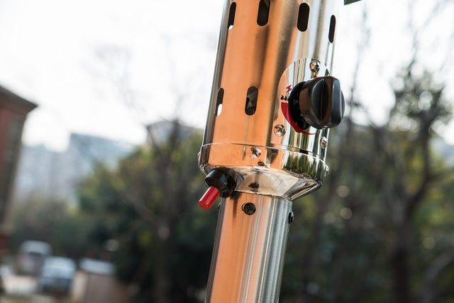 Outdoor Patio Propane Heater with Portable Wheels 47,000 BTU 88 inch Standing Gas Outside Heater Stainless Steel Burner Commercial & Residential  Hammered Black for Party Restaurant Garden Yard-SS