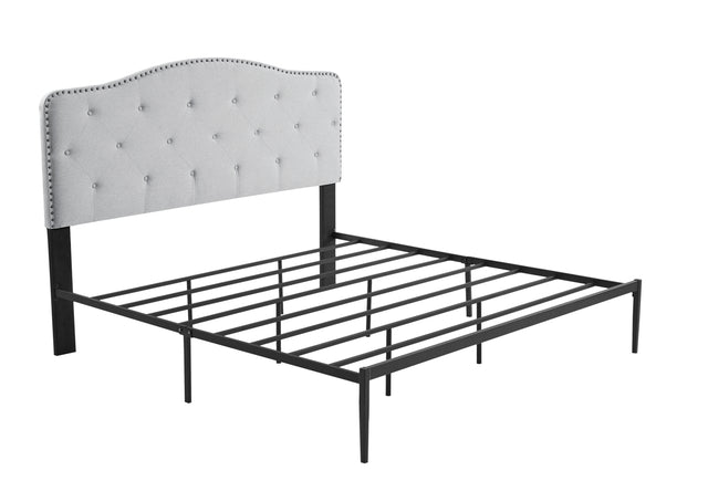 B113 KIng bed, Beautiful headboard with buttons  Strong iron frame with high temperature paint