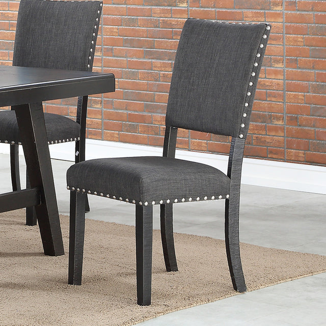 Set of 2 Upholstered Fabric Dining Chairs, Black