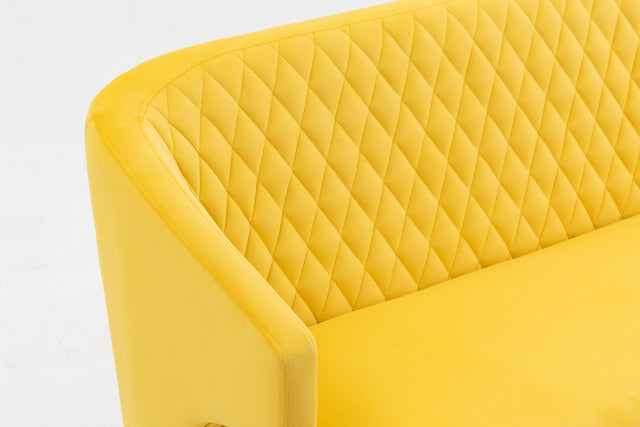 Twin Size Love seat Accent Sofa with Golden Metal Legs, Living Room Sofa with Tufted Backrest, 600 Pounds Weight Capacity