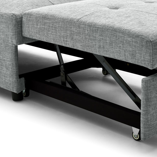 Folding Ottoman Sleeper Sofa Bed, 4 in 1 Function, Work as Ottoman, Chair ,Sofa Bed and Chaise Lounge for Small Space Living, Grey  (44” x 26” x 33”H)