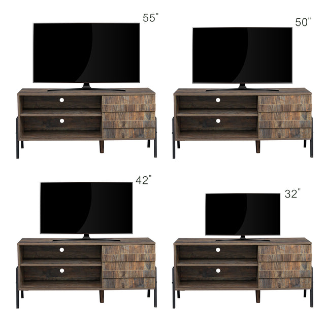 Mid-century modern TV cabinet wooden TV console media cabinet with storage space and brown home entertainment center for living room, bedroom and office,espresso