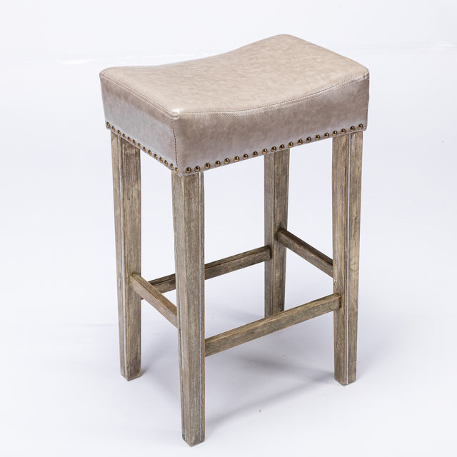 A&A Furniture,Counter Height 29" Bar Stools for Kitchen Counter Backless Faux Leather Stools Farmhouse Island Chairs (29 Inch, Gray, Set of 2)