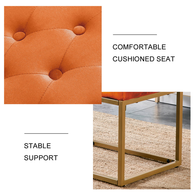 Velvet Shoe Changing Stool, Orange Footstool, Square Vanity Chair, Sofa stool,Makup Stool .Vanity Seat ,Rest stool. Piano Bench .Suitable for Clothes Shop,Living Room, Porch, Fitting Room Bedroom