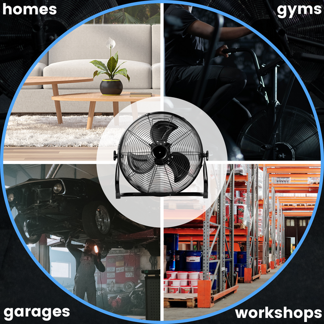 Rechargeable Cordless Floor Fan, 16-Inch, High Velocity Floor Fan With 360-Degree Tilt, Ready-to-use, Battery Operated, Heavy Duty Metal Floor Fan for Industrial, Commercial, Residential, Office