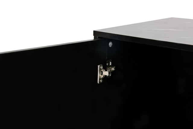 TREXM Modern sideboard with Four Doors, Metal handles & Legs and Adjustable Shelves Kitchen Cabinet (Black)
